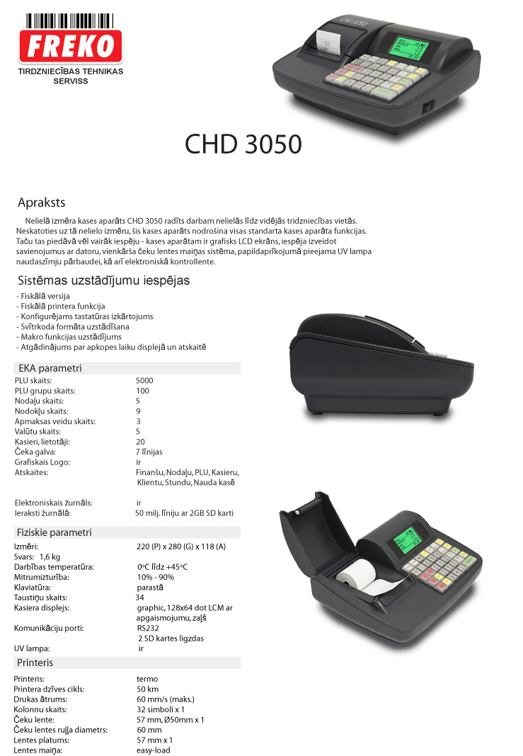 CHD 3050 MK95 Atbilsts FREKO Tirdzniec bas Tehnika